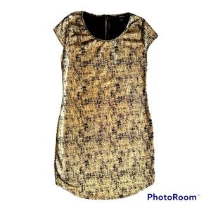 Espresso Metallic Gold & Black Holiday Christmas New Year Part Dress Size Large